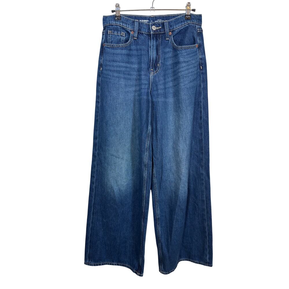 Old Navy Baggy Wide Leg Jeans Womens 0 Blue High Rise Drapey Denim Anand Wash